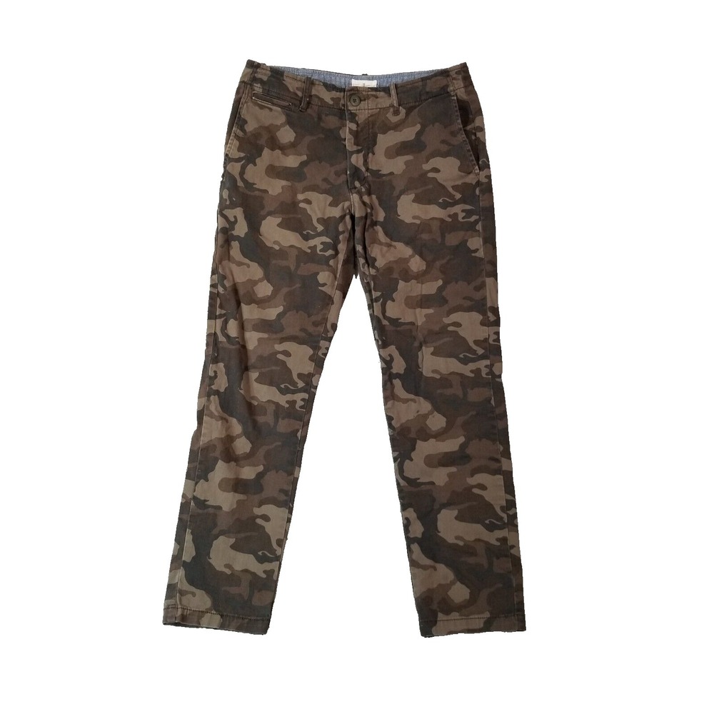 Mutual Weave camo pants men's 32x30 slim straight brown Chino Flex stretch